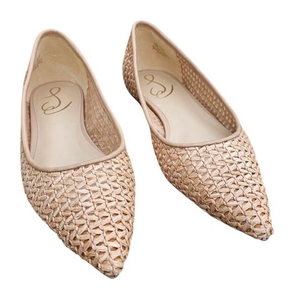 Sam Edeman 7 Wanda Raffia Shoes Flats‎ Tan Coastal Preppy Boho Boheimian Capsule - Picture 1 of 8